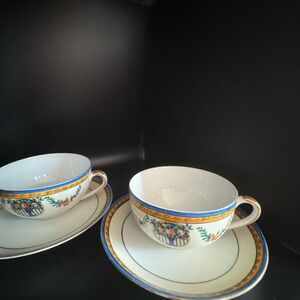 Noritake pair of hand painted cups and saucers made in Japan fine China